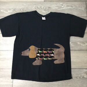 DACHSHUND Patchwork Stitched Tee size XL Unisex